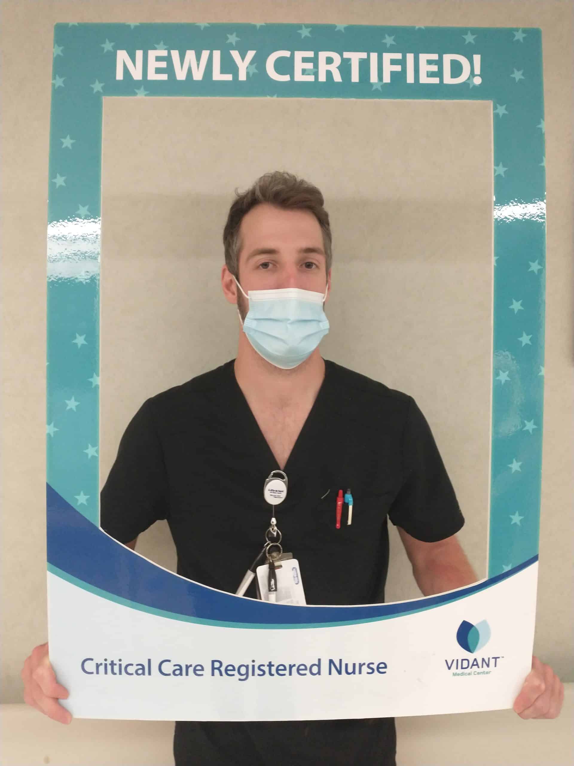 Alex Gilbert, BSN, RN, CCRN, works on the Surgical Intensive Care Unit and he received his critical care registered nurse certification