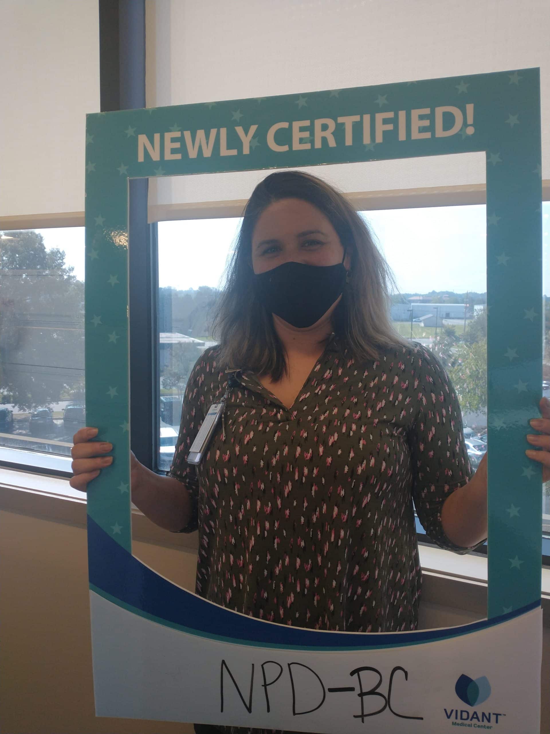 Allison Woolard, MSN, RNBC-Med, NPD-BC works with the Center for Learning and Performance and received her nursing professional development board certified certification