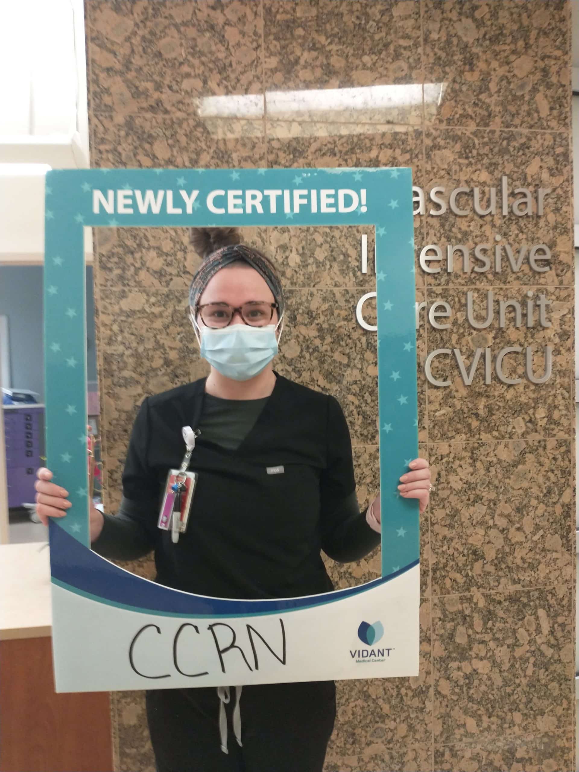 Ashley Hodges, BSN, RN, CCRN, works on the Cardiovascular Intensive Care Unit and received her critical care registered nurse certification
