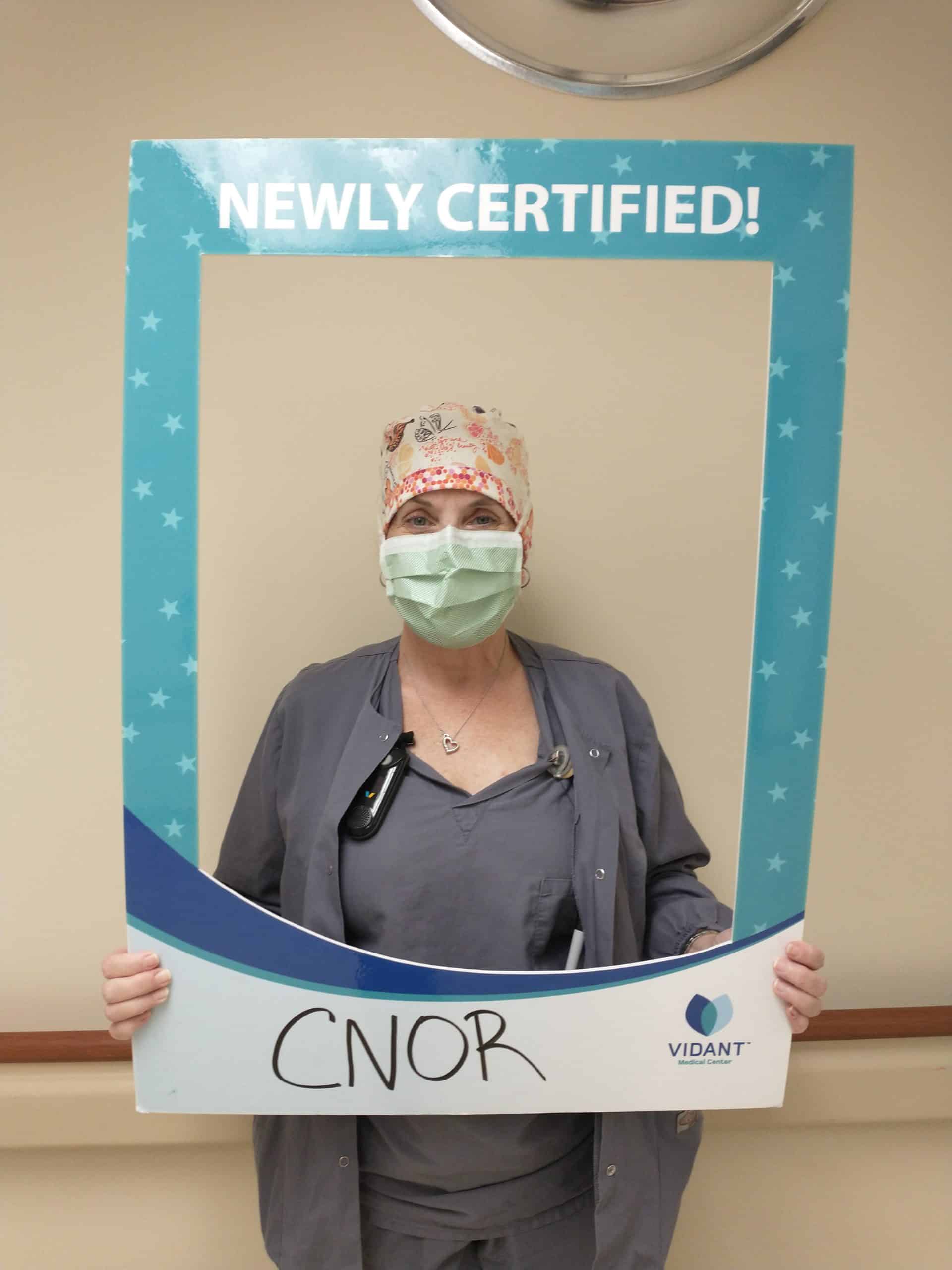 Kelly Giordano, BSN, RN, CNOR work in the operating room and received her certified nurse of OR certifications