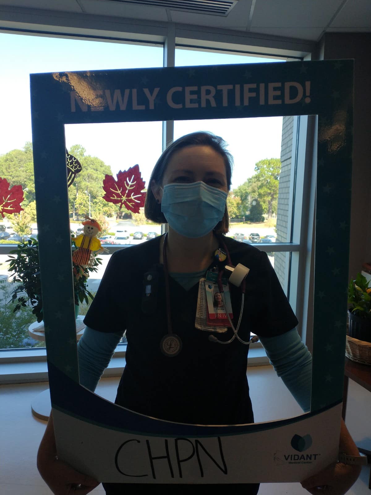 Pamela DiMattina, BSN, RN, CHPN works on the Palliative Care Unit and received her certified hospice & palliative RN